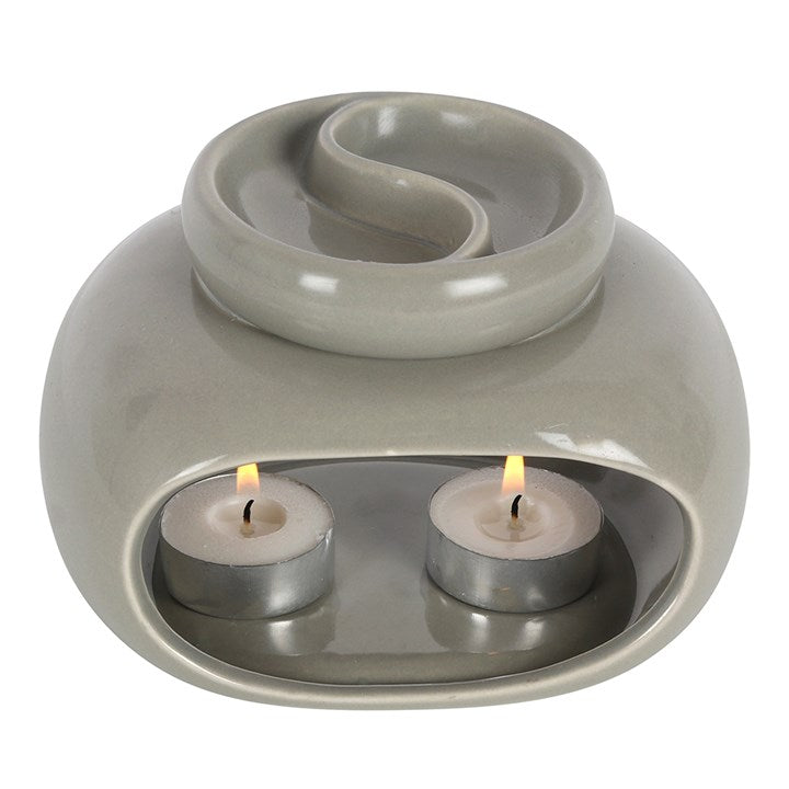 grey double wax melt burner, light
