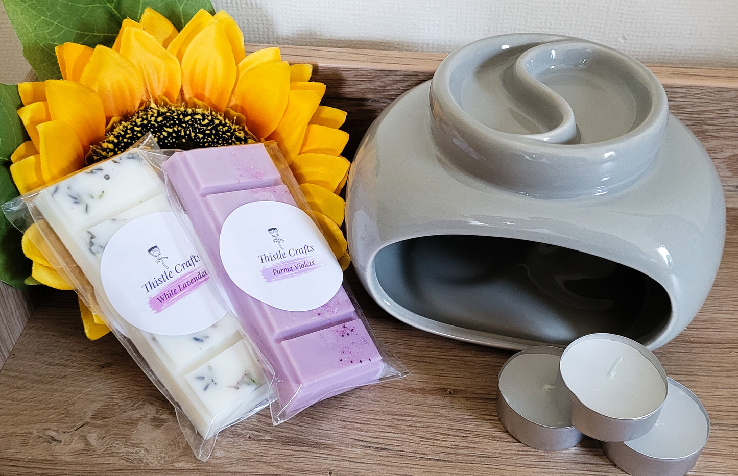 grey double wax melt burner, gift set