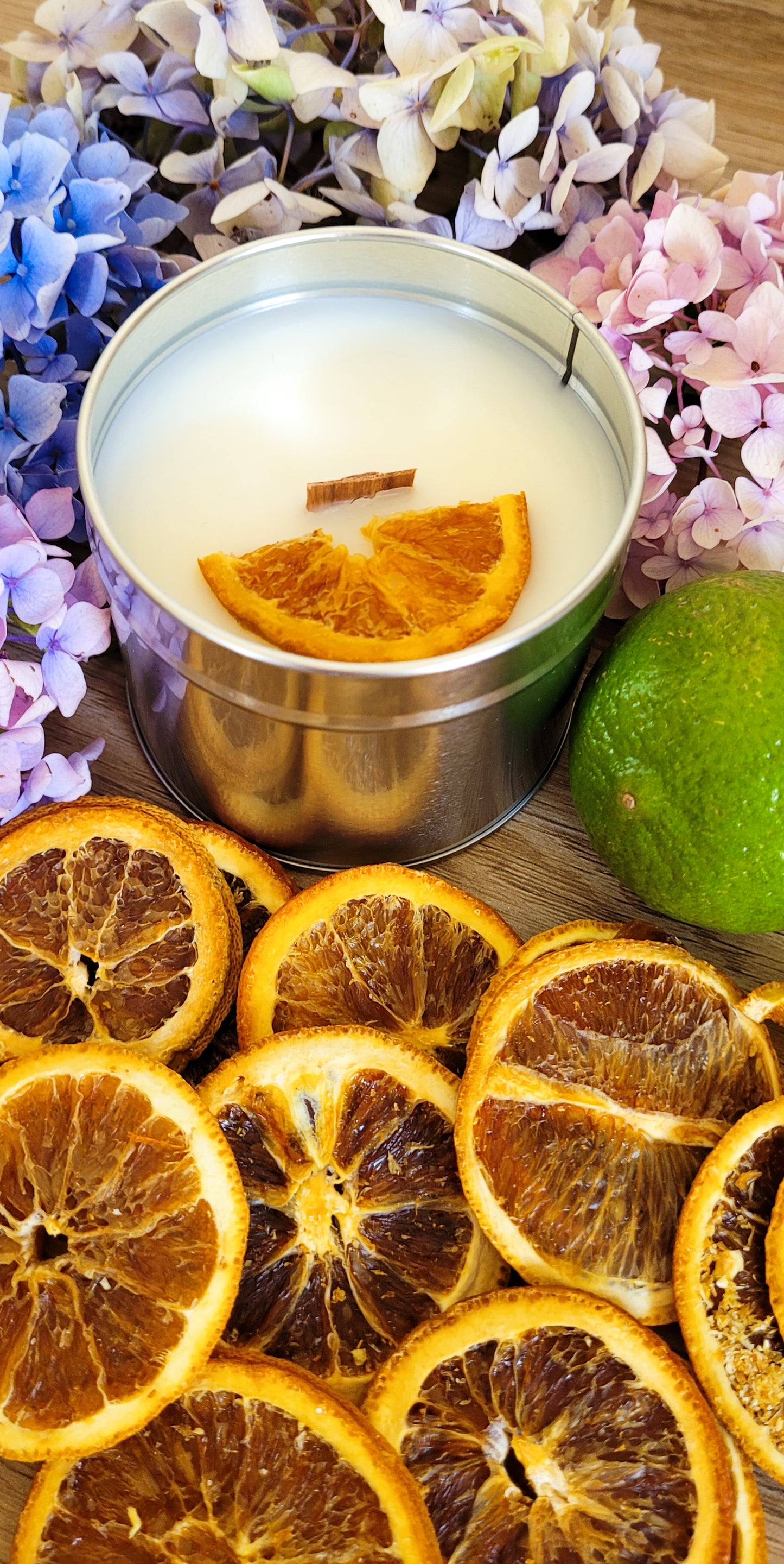 Lime, Basil & Mandarin Botanical Soy Wax Candle, with Wooden Wick